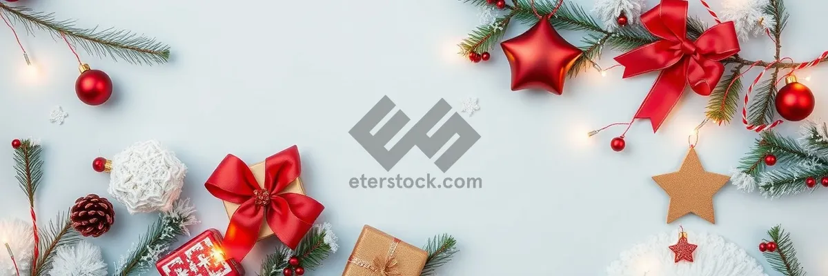 Picture of Gold ribbon bow on festive gift box