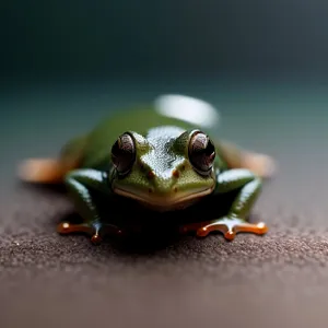 Colorful Eyed Tree Frog Peeking in Wilderness