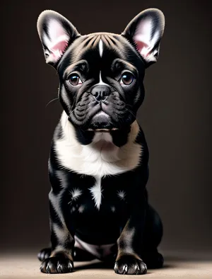 Adorable Studio Portrait of a Wrinkle-faced Bull Terrier