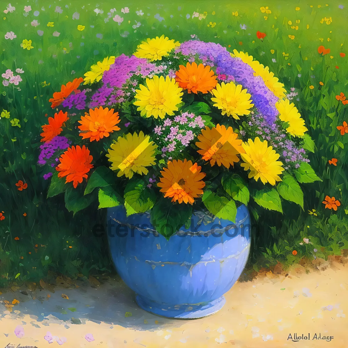 Picture of Bright Sunflower Blossom in Floral Vase