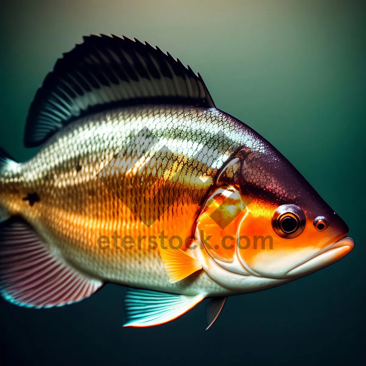 Picture of Glistening Goldfish Swimming in Aquarium