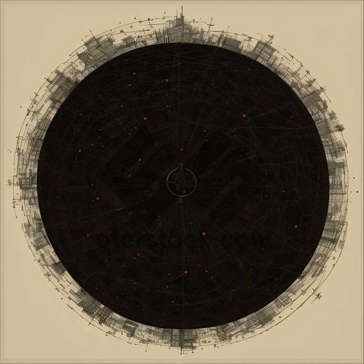 Picture of Antique magnetic compass illustration on old map