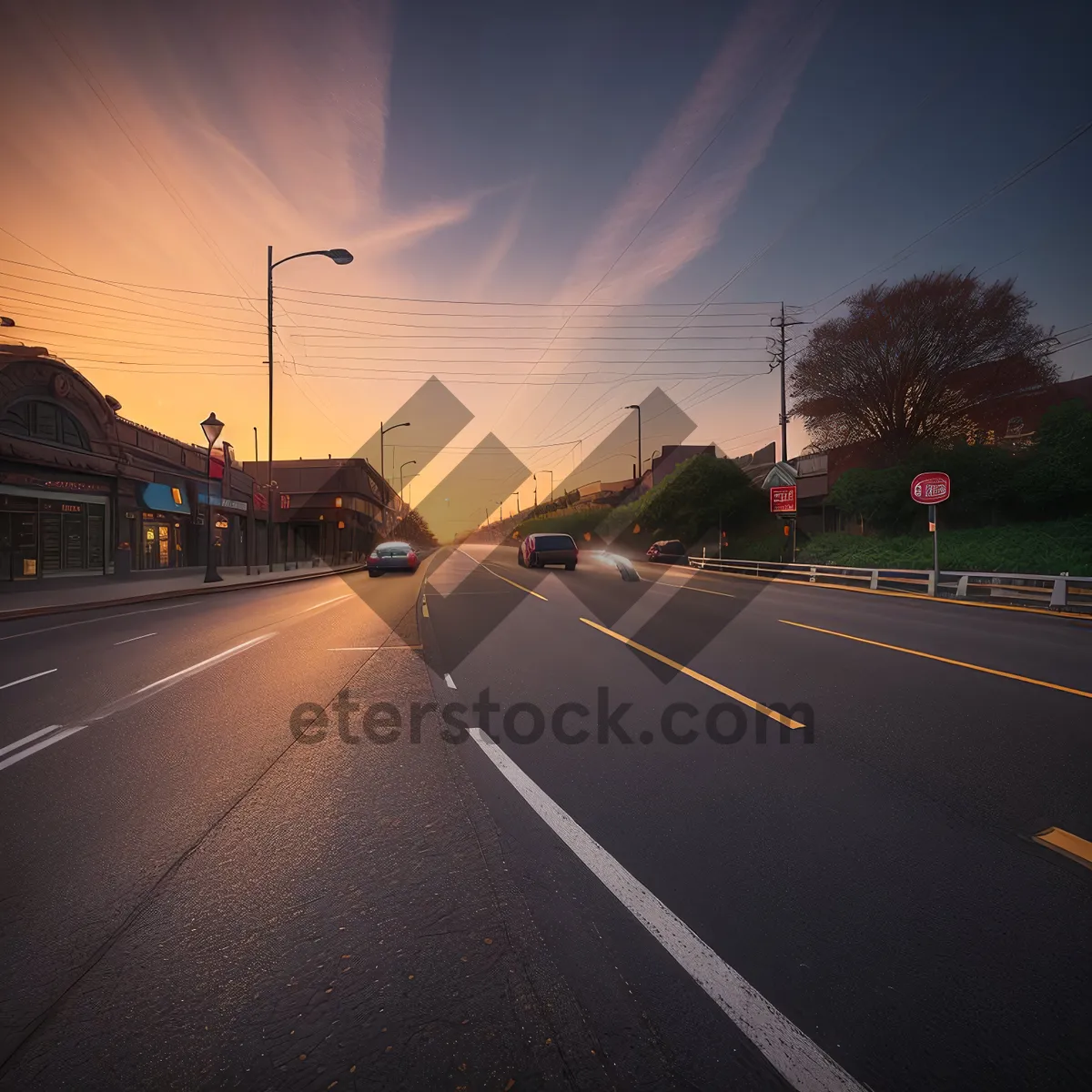 Picture of Speeding Through Urban Landscape: Highway Rush