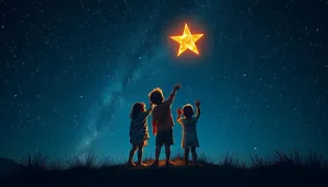 Silhouette Moon and Stars in Night Sky Design