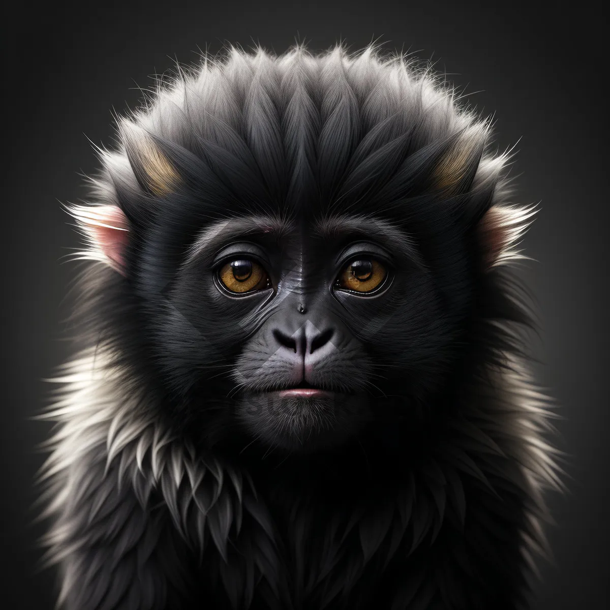 Picture of Cute Baby Monkey Portrait with Furry Face
