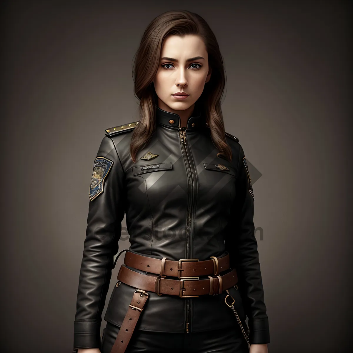 Picture of Leather-clad Beauty in Elegant Black Jacket