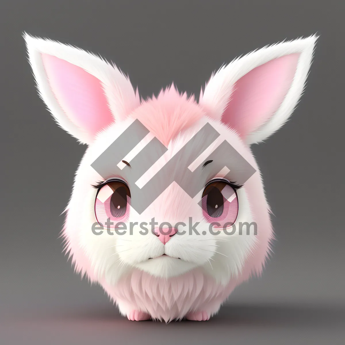 Picture of Fluffy White Bunny Portrait in Studio