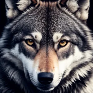 Enchanting Canine Gaze: Majestic Timber Wolf with Piercing Eyes