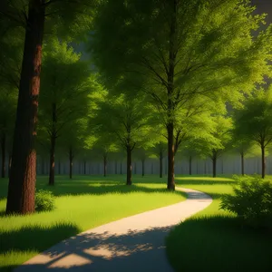 Serene Forest Path in Summer