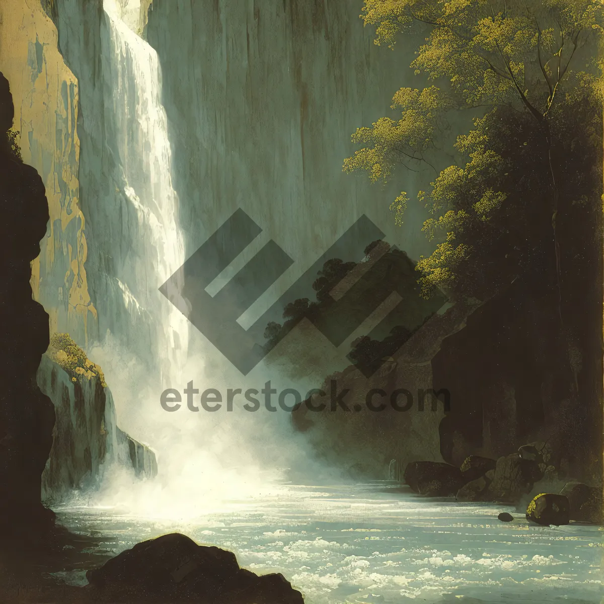 Picture of Scenic Waterfall in Pristine Wilderness