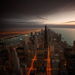 City Lights: A Majestic Urban Skyline at Sunset