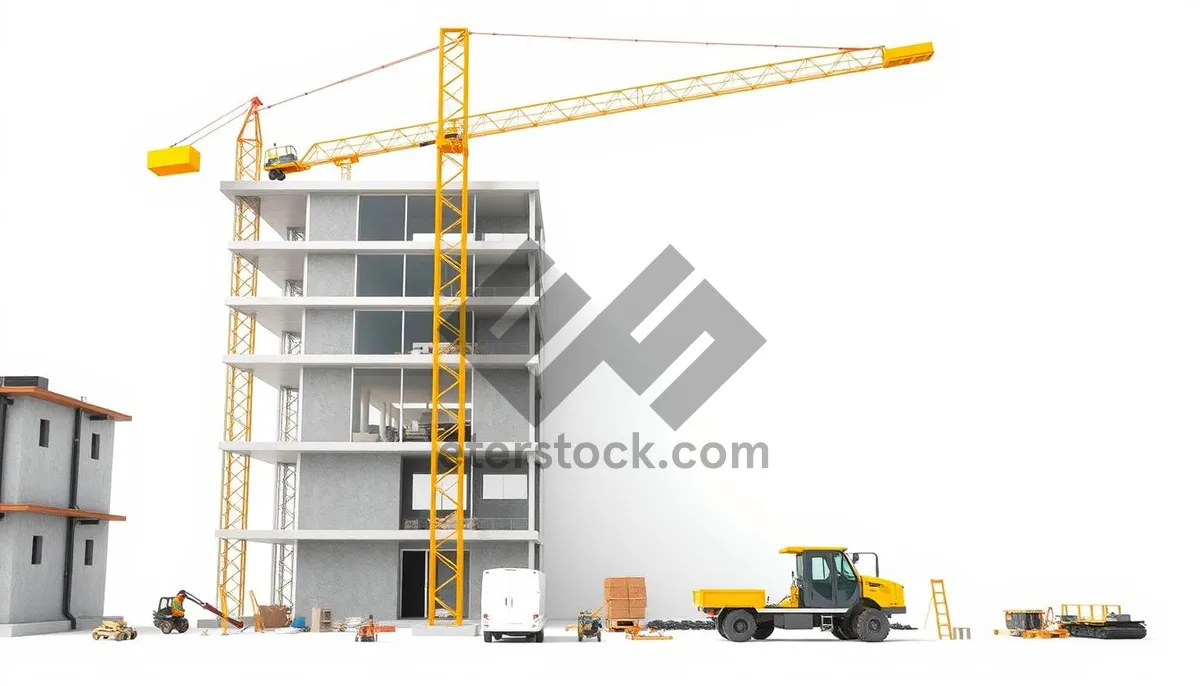 Picture of Industrial crane lifting equipment on urban construction site