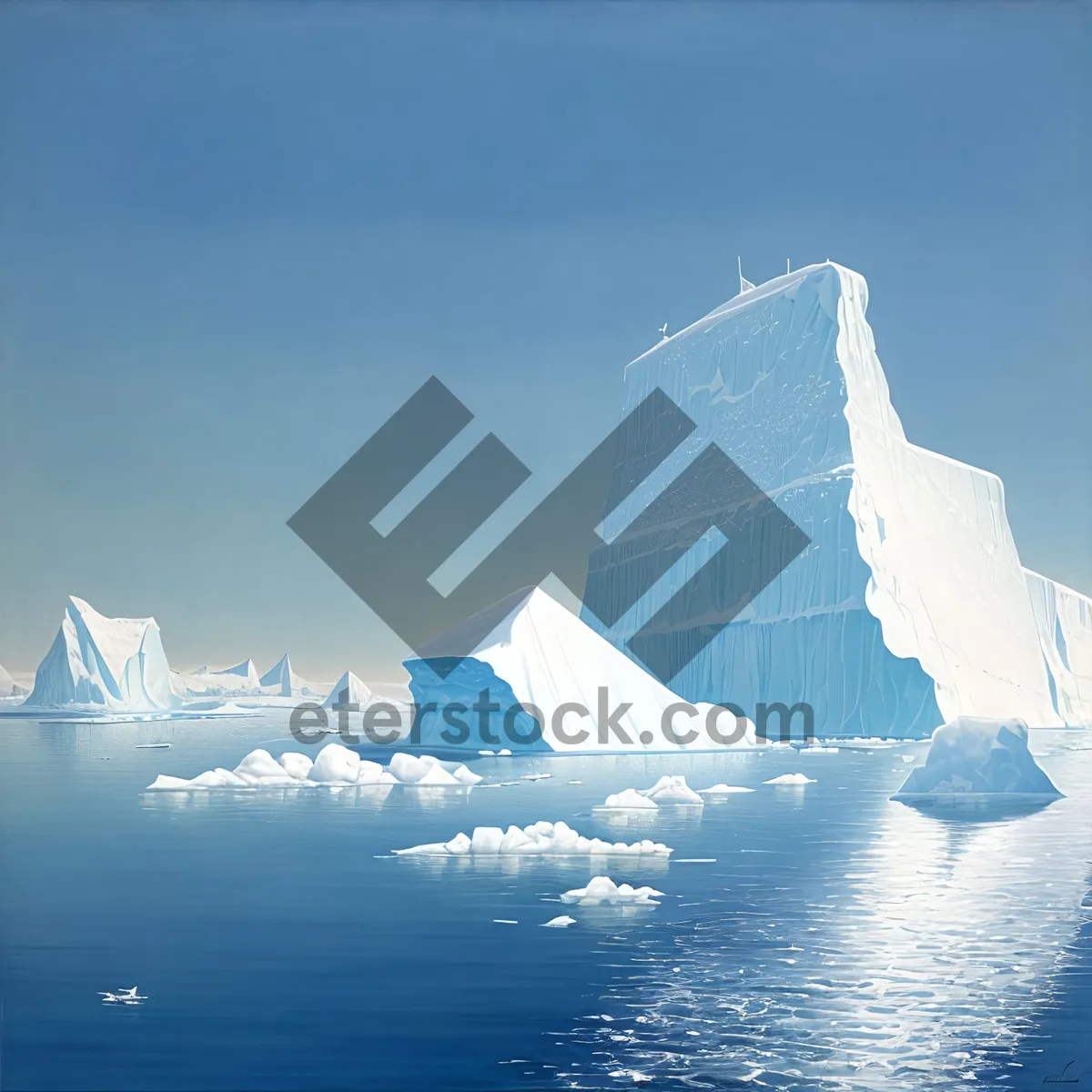 Picture of Arctic Seascape: Majestic Iceberg Under Sunny Sky