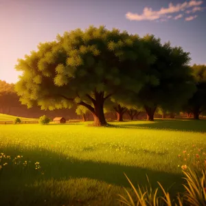 Vibrant Rapeseed Field Under Sunny Sky