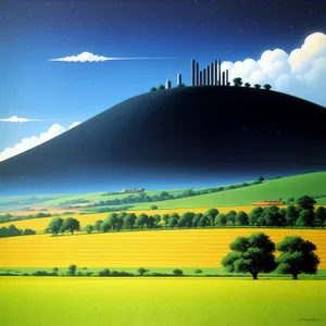 Vibrant Countryside Horizon under Clear Blue Sky