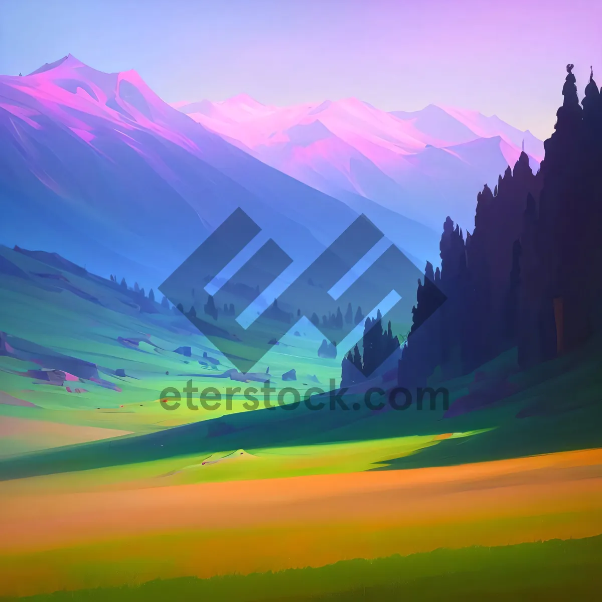 Picture of Mountain Sunset Over Glacial Lake