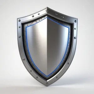 Shiny 3D shield icon design for web.
