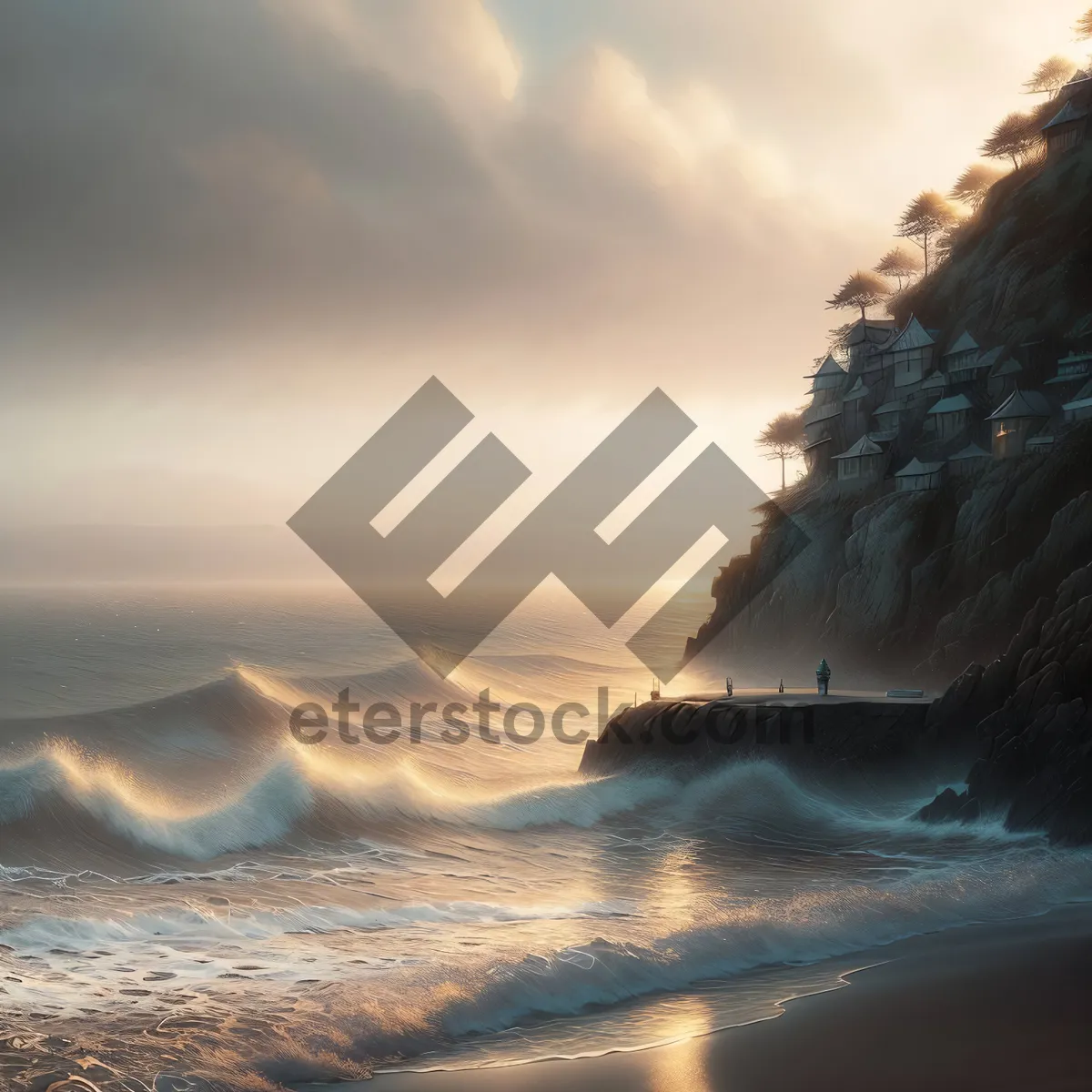Picture of Serene Sunset Over Stunning Beachscape
