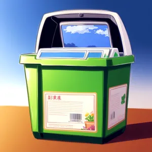 3D Ashcan Container Pickup Truck - Symbolic Shopping Box