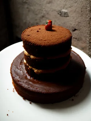 Decadent Chocolate Cake with Fruit and Cream