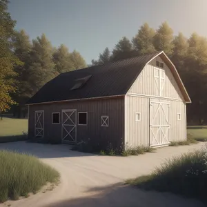 Rustic Barn Amongst Countryside Trees