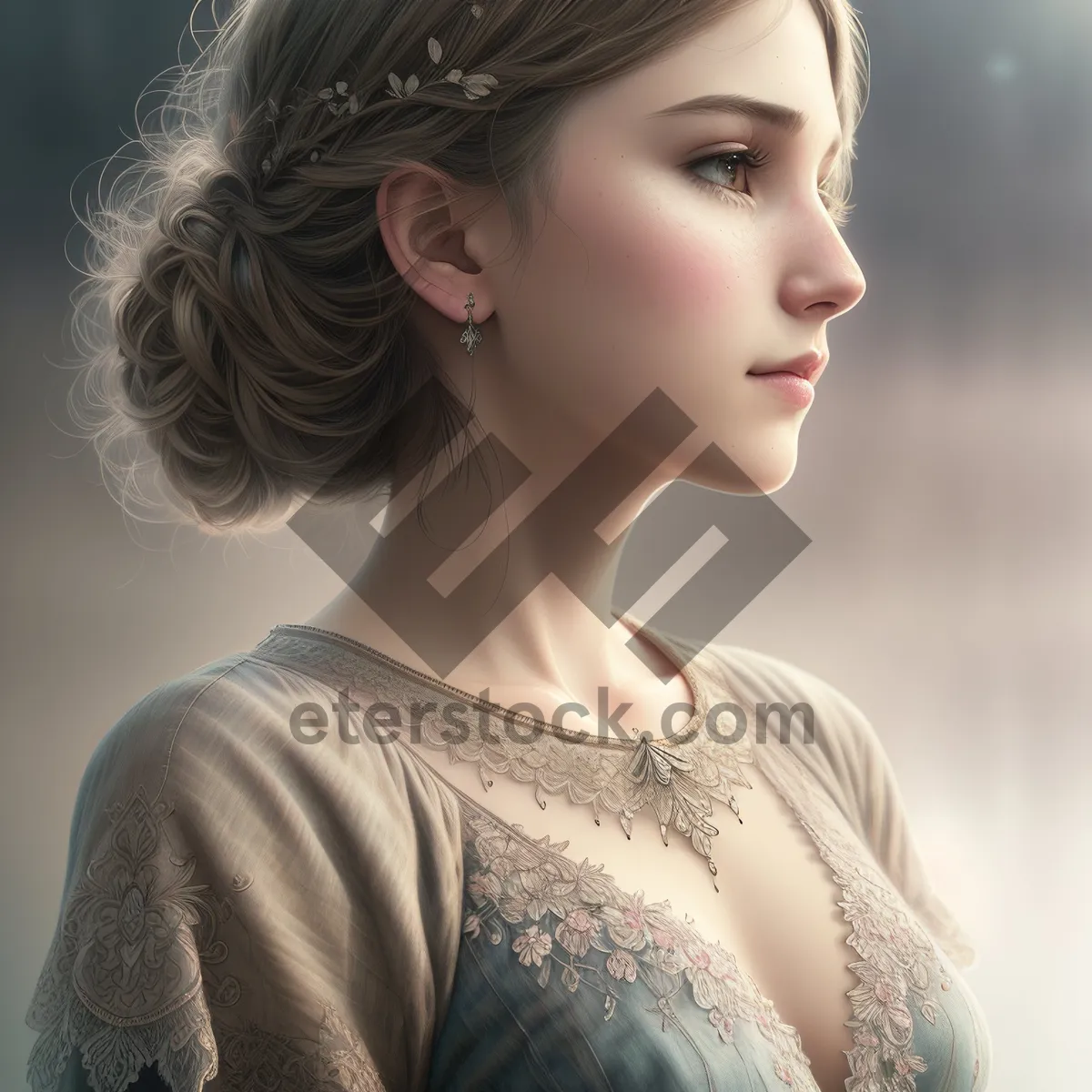 Picture of Radiant beauty with captivating gaze and exquisite style.