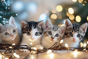 Fluffy Kitten with Playful Eyes and Whiskers