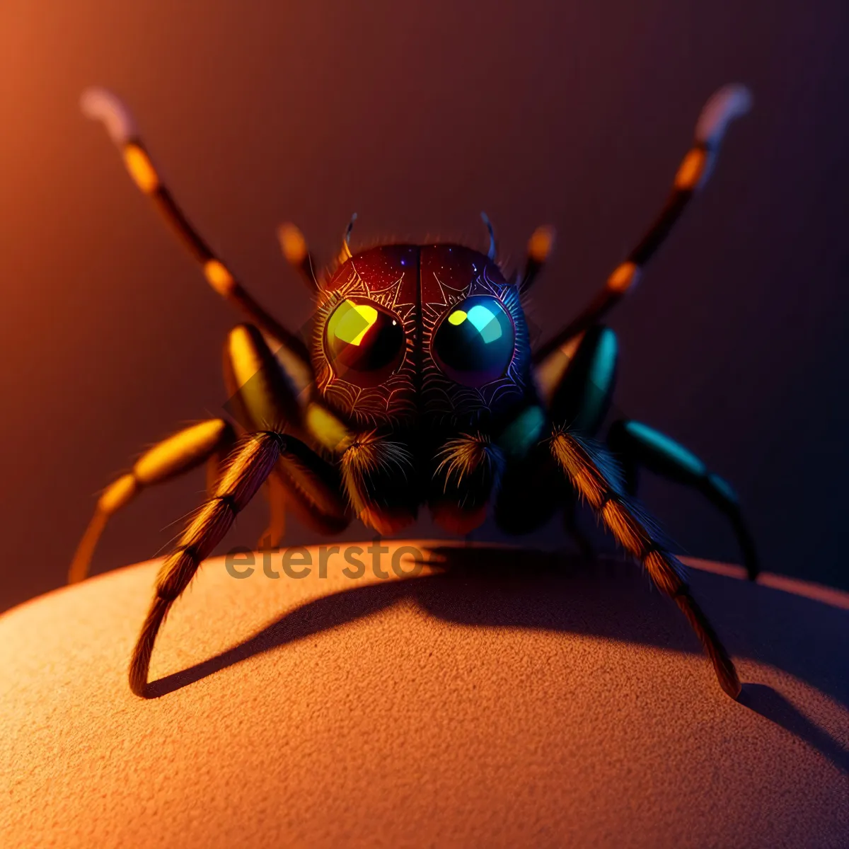 Picture of Close-up of Black Widow Spider on Green Plant