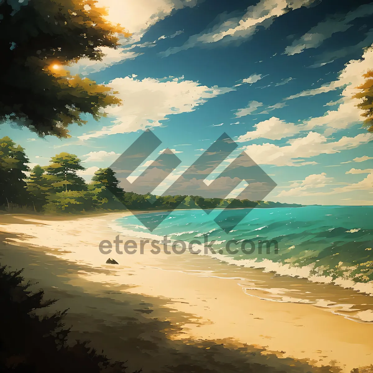 Picture of Tranquil Beach Paradise with Clear Turquoise Waves