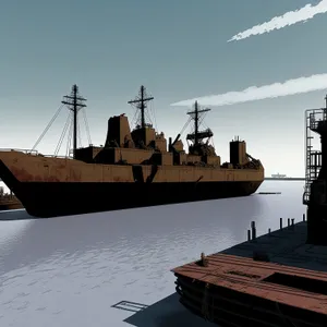 Transportation Hub: Ship at Waterfront Port