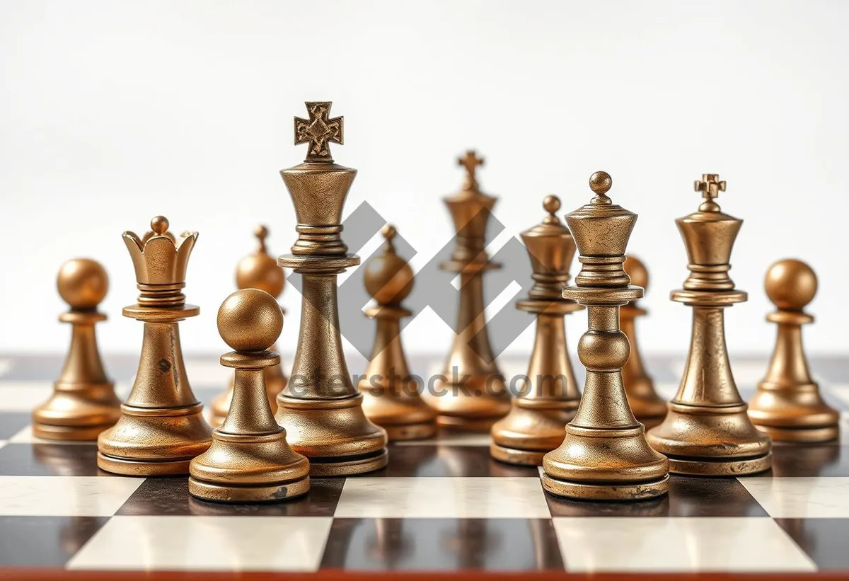 Picture of Intense Chess Battle on Wood Board