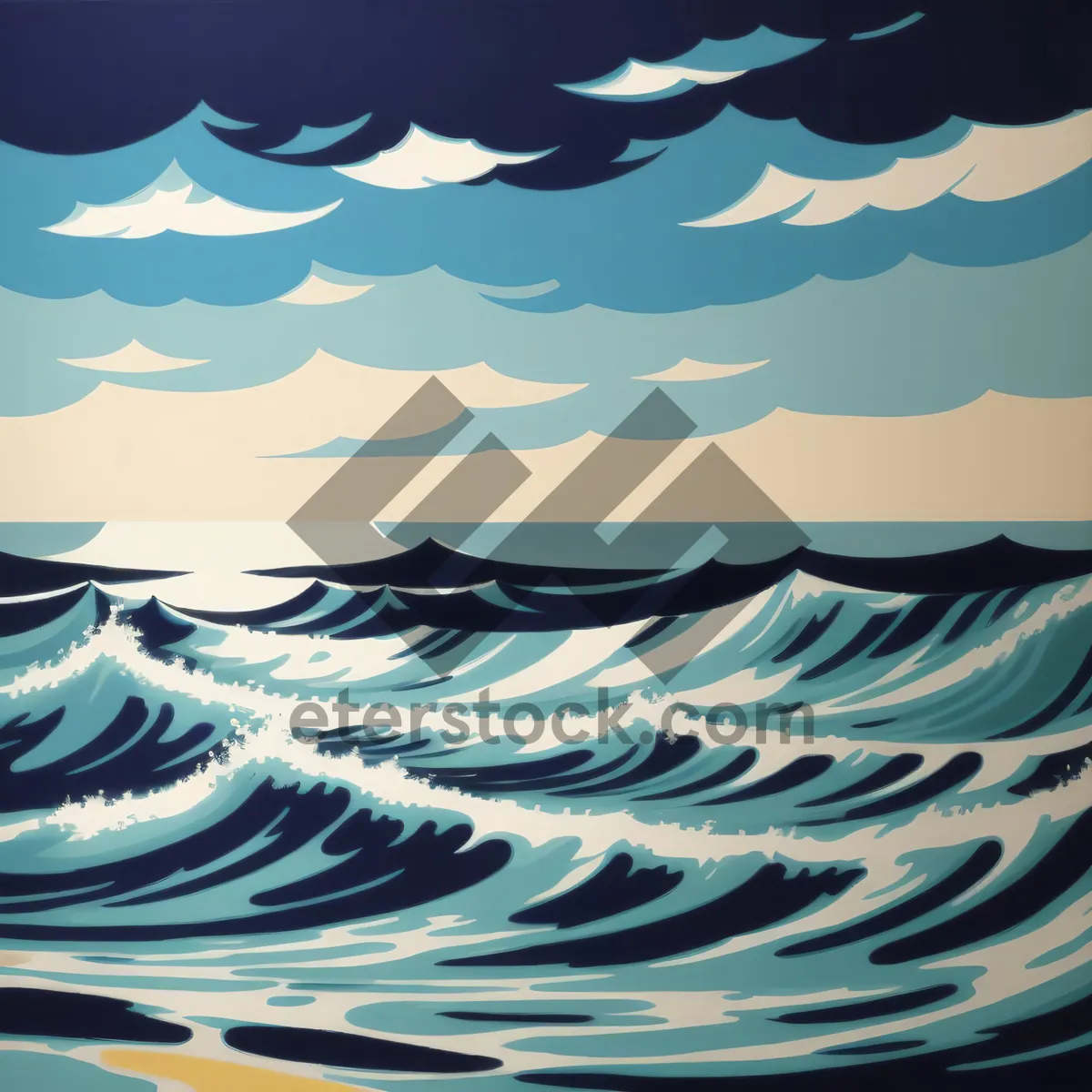 Picture of Modern graphic wave design with marine texture