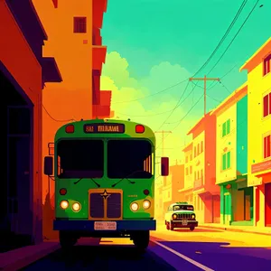 Urban School Bus Transportation on City Street
