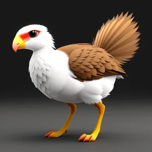 Cute Baby Hen with Feathered Wings - 3D Poultry Bird