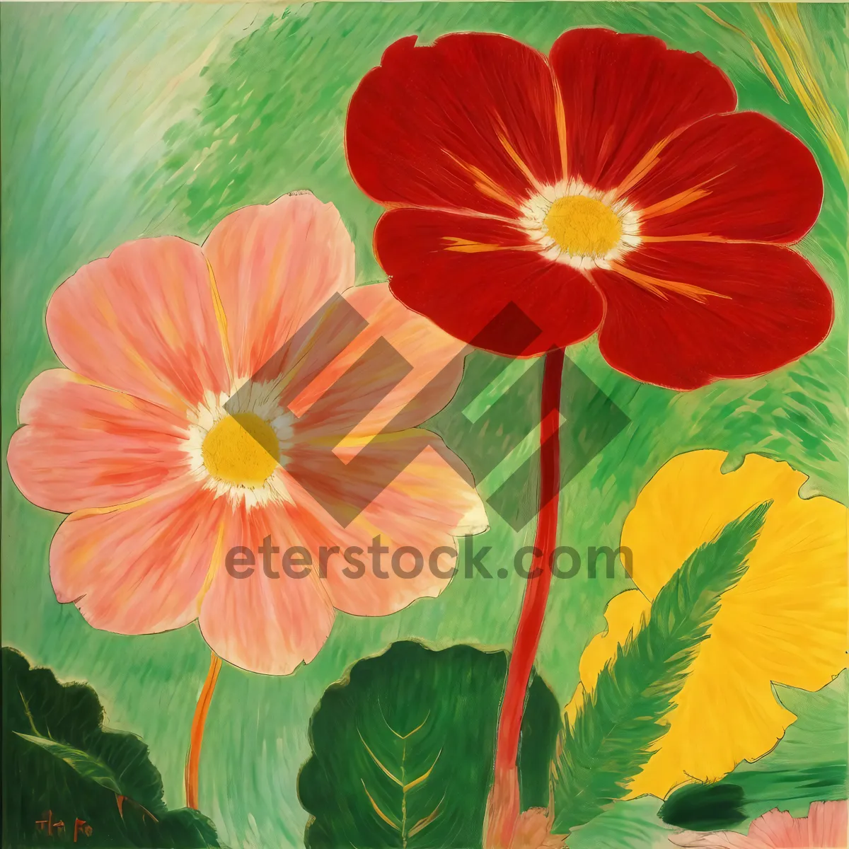 Picture of Vibrant Nasturtium Blossom in Summer Garden