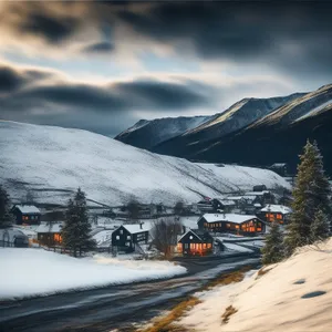 Winter Wonderland: Snow-covered Trees and Mountains
