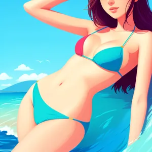 Happy and Attractive Woman in Stylish Bikini