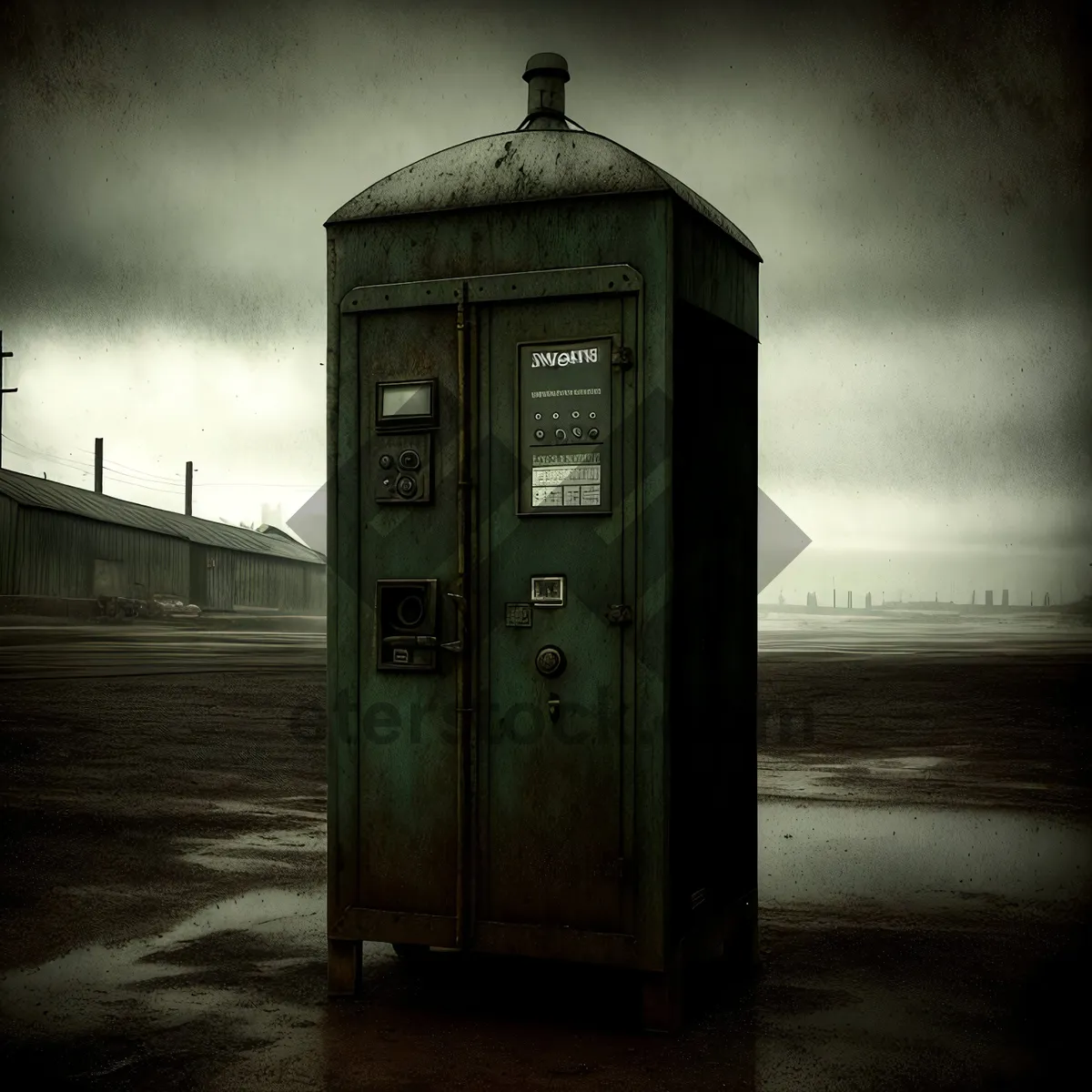 Picture of Vintage Telephone Booth in Urban Cityscape