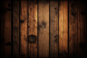 Vintage wooden door with rusty frame and grain texture.