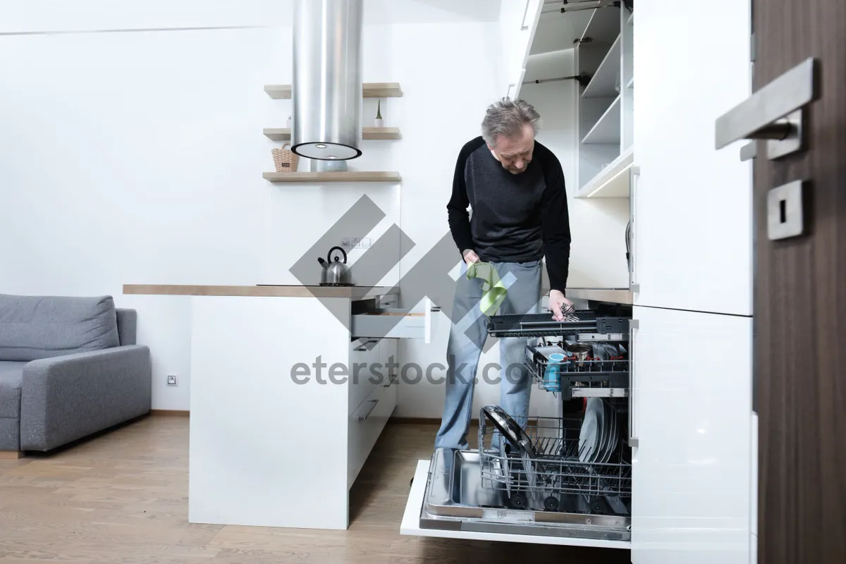 Picture of Modern luxury kitchen with white goods and appliances