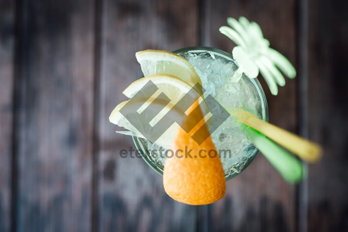 Picture of Fresh Citrus Fruits Garden Yellow Lemon Flower.