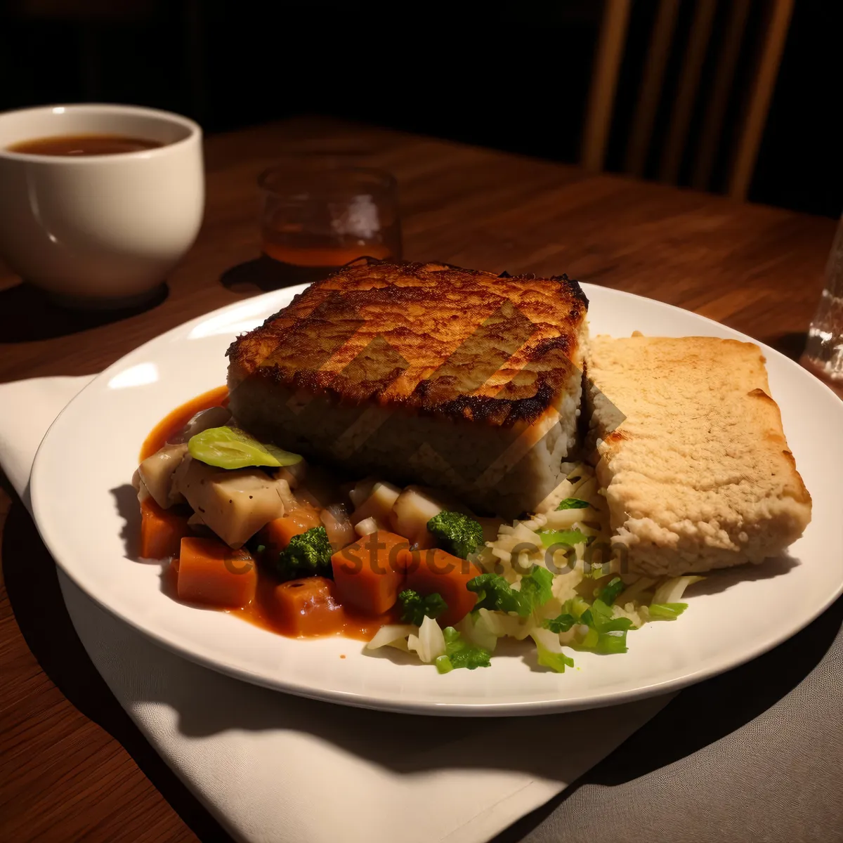Picture of Grilled chicken salad with roasted vegetables and sauce