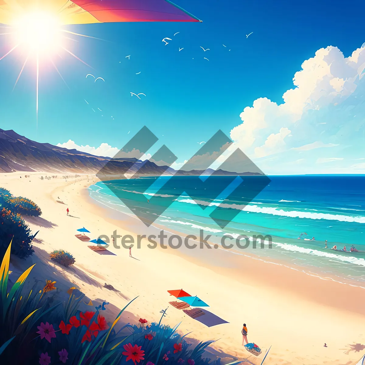 Picture of Turquoise Coastline: A Serene Sunset on the Beach