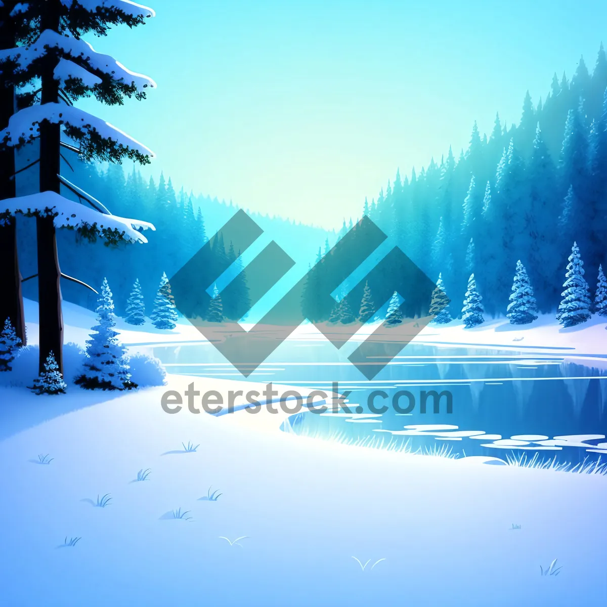 Picture of Winter Wonderland: Majestic Snowy Ski Slope Amidst Enchanting Forest