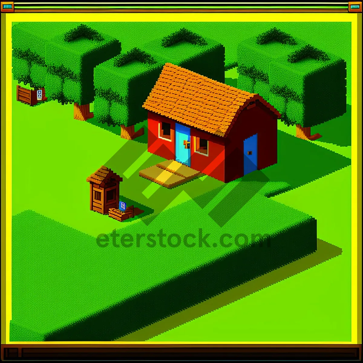 Picture of Real Estate House with Plaything Symbol on 3D Building