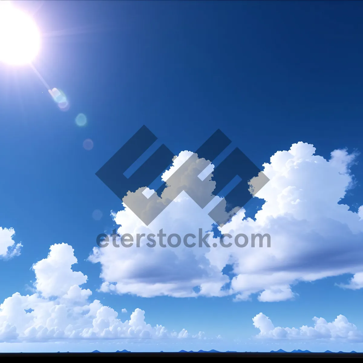 Picture of Azure Sky with Fluffy Clouds