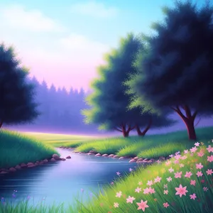 Idyllic Summer Meadow Under Clear Blue Sky