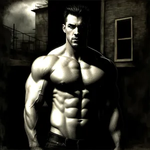 Muscular Macho Man - Fitness Model and Bodybuilder