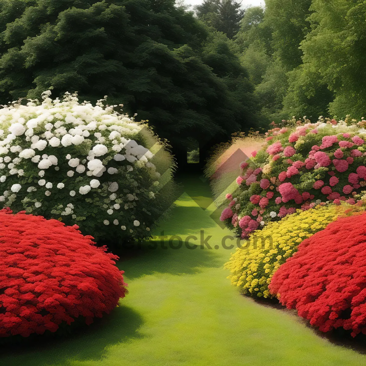 Picture of Blooming Pink Hydrangea in Garden Park