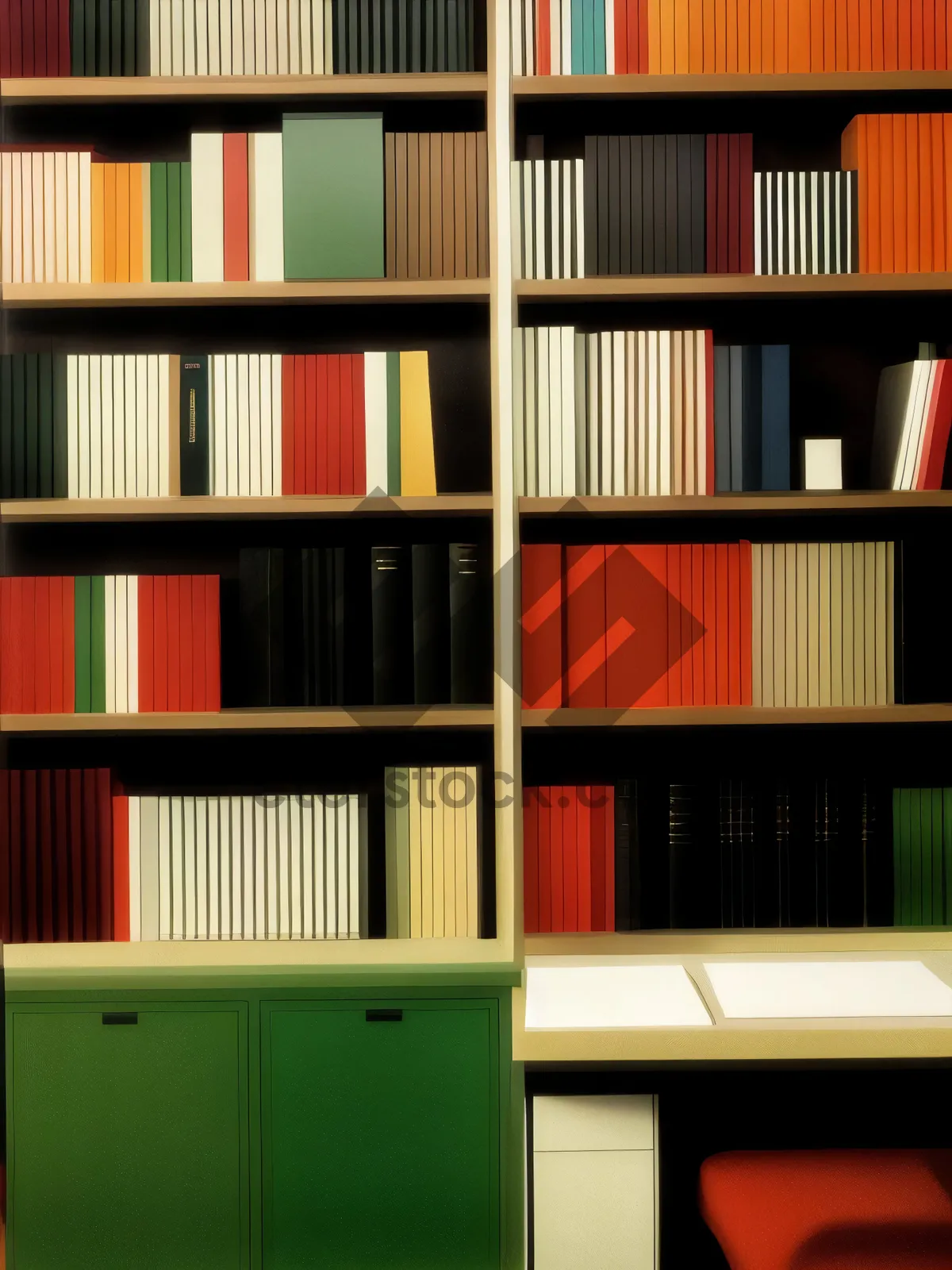 Picture of Colorful Bookshelf in a Library